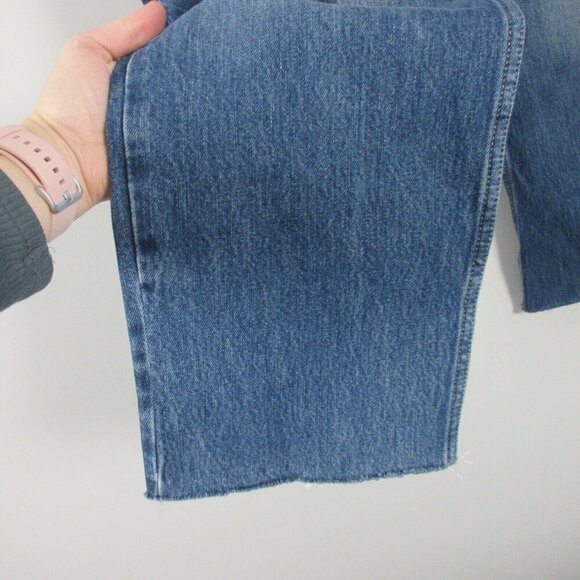 Raey Raw Hem Straight Leg Jeans Women's Size 30 Blue Button Fly Y2K Organic 758 - Picture 7 of 11